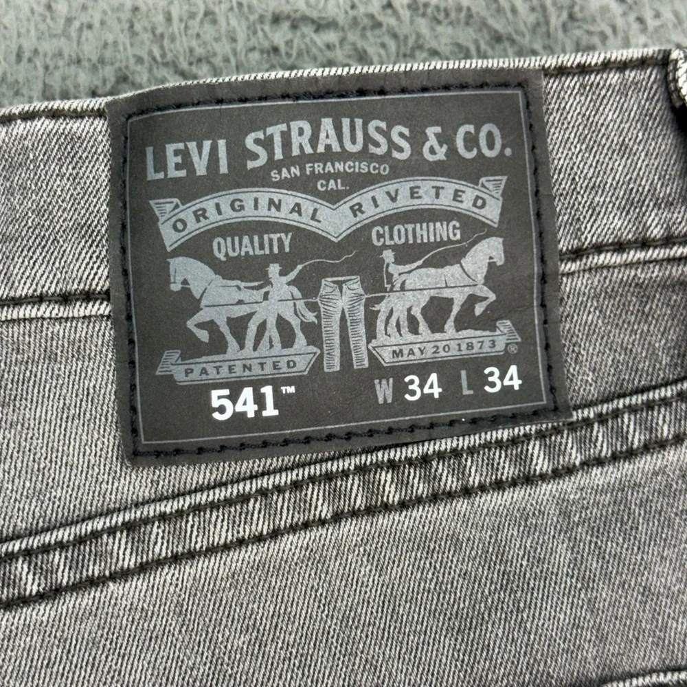 Levi's 541 Athletic Taper Jeans Mens 34x34 Grey Stretch Denim Pants